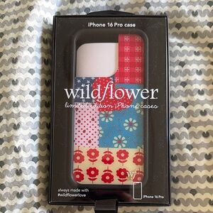 Wildflowers Patchwork iPhone 16 Pro Case - Red, Blue, White